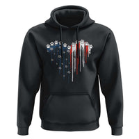 Patriotic Dog And Cat Paw American Flag Heart 4th Of July Hoodie - Wonder Print Shop