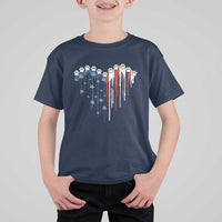 Patriotic Dog And Cat Paw American Flag Heart 4th Of July T Shirt For Kid - Wonder Print Shop
