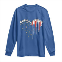 Patriotic Dog And Cat Paw American Flag Heart 4th Of July Long Sleeve Shirt - Wonder Print Shop