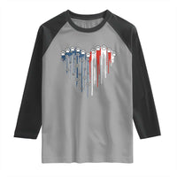 Patriotic Dog And Cat Paw American Flag Heart 4th Of July Raglan Shirt - Wonder Print Shop