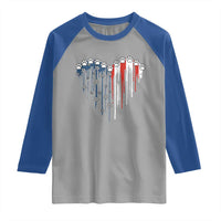 Patriotic Dog And Cat Paw American Flag Heart 4th Of July Raglan Shirt - Wonder Print Shop