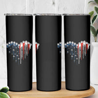 Patriotic Dog And Cat Paw American Flag Heart 4th Of July Skinny Tumbler - Wonder Print Shop
