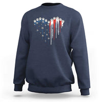 Patriotic Dog And Cat Paw American Flag Heart 4th Of July Sweatshirt - Wonder Print Shop