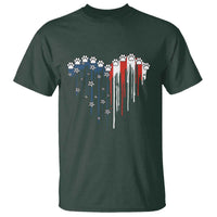 Patriotic Dog And Cat Paw American Flag Heart 4th Of July T Shirt - Wonder Print Shop