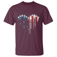 Patriotic Dog And Cat Paw American Flag Heart 4th Of July T Shirt - Wonder Print Shop