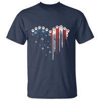 Patriotic Dog And Cat Paw American Flag Heart 4th Of July T Shirt - Wonder Print Shop