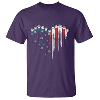 Patriotic Dog And Cat Paw American Flag Heart 4th Of July T Shirt - Wonder Print Shop