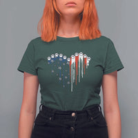 Patriotic Dog And Cat Paw American Flag Heart 4th Of July T Shirt For Women - Wonder Print Shop