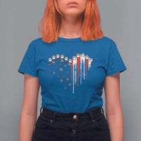 Patriotic Dog And Cat Paw American Flag Heart 4th Of July T Shirt For Women - Wonder Print Shop