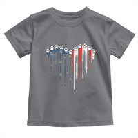 Patriotic Dog And Cat Paw American Flag Heart 4th Of July Toddler T Shirt - Wonder Print Shop