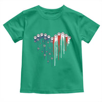 Patriotic Dog And Cat Paw American Flag Heart 4th Of July Toddler T Shirt - Wonder Print Shop