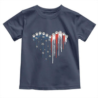 Patriotic Dog And Cat Paw American Flag Heart 4th Of July Toddler T Shirt - Wonder Print Shop