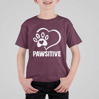 Funny Stay Pawsitive T Shirt For Kid Cat Dog Lover Positive Vibes - Wonder Print Shop