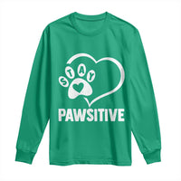 Funny Stay Pawsitive Long Sleeve Shirt Cat Dog Lover Positive Vibes - Wonder Print Shop