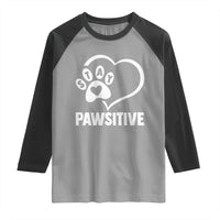 Funny Stay Pawsitive Raglan Shirt Cat Dog Lover Positive Vibes - Wonder Print Shop