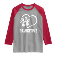 Funny Stay Pawsitive Raglan Shirt Cat Dog Lover Positive Vibes - Wonder Print Shop