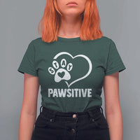 Funny Stay Pawsitive T Shirt For Women Cat Dog Lover Positive Vibes - Wonder Print Shop