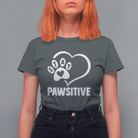 Funny Stay Pawsitive T Shirt For Women Cat Dog Lover Positive Vibes - Wonder Print Shop
