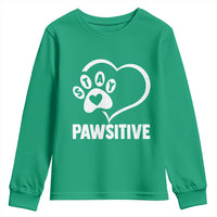 Funny Stay Pawsitive Youth Sweatshirt Cat Dog Lover Positive Vibes - Wonder Print Shop