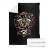 American Indian Skull Motorcycle Vintage Motorbike Engine Throw Blanket - Wonder Print Shop