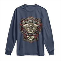 American Indian Skull Motorcycle Vintage Motorbike Engine Long Sleeve Shirt - Wonder Print Shop