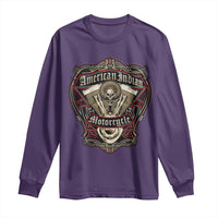 American Indian Skull Motorcycle Vintage Motorbike Engine Long Sleeve Shirt - Wonder Print Shop