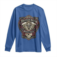 American Indian Skull Motorcycle Vintage Motorbike Engine Long Sleeve Shirt - Wonder Print Shop