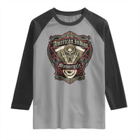 American Indian Skull Motorcycle Vintage Motorbike Engine Raglan Shirt - Wonder Print Shop