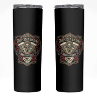 American Indian Skull Motorcycle Vintage Motorbike Engine Skinny Tumbler - Wonder Print Shop