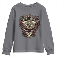 American Indian Skull Motorcycle Vintage Motorbike Engine Youth Sweatshirt - Wonder Print Shop