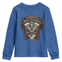 American Indian Skull Motorcycle Vintage Motorbike Engine Youth Sweatshirt - Wonder Print Shop