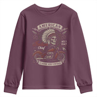 American Legendary Motorcycle Indian Chief Youth Sweatshirt No 1 Classic And Vintage Skull - Wonder Print Shop