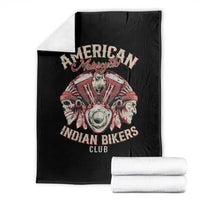 American Legendary Motorcycle Indian Biker Club Throw Blanket Vintage Motorbike Engine Native American Skull - Wonder Print Shop