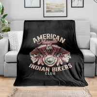 American Legendary Motorcycle Indian Biker Club Throw Blanket Vintage Motorbike Engine Native American Skull - Wonder Print Shop