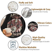 American Legendary Motorcycle Indian Biker Club Throw Blanket Vintage Motorbike Engine Native American Skull - Wonder Print Shop