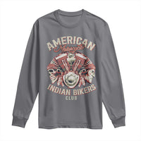 American Legendary Motorcycle Indian Biker Club Long Sleeve Shirt Vintage Motorbike Engine Native American Skull - Wonder Print Shop