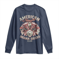American Legendary Motorcycle Indian Biker Club Long Sleeve Shirt Vintage Motorbike Engine Native American Skull - Wonder Print Shop