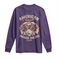 American Legendary Motorcycle Indian Biker Club Long Sleeve Shirt Vintage Motorbike Engine Native American Skull - Wonder Print Shop