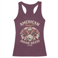 American Legendary Motorcycle Indian Biker Club Racerback Tank Top Vintage Motorbike Engine Native American Skull - Wonder Print Shop
