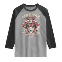 American Legendary Motorcycle Indian Biker Club Raglan Shirt Vintage Motorbike Engine Native American Skull - Wonder Print Shop