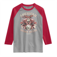 American Legendary Motorcycle Indian Biker Club Raglan Shirt Vintage Motorbike Engine Native American Skull - Wonder Print Shop