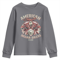 American Legendary Motorcycle Indian Biker Club Youth Sweatshirt Vintage Motorbike Engine Native American Skull - Wonder Print Shop