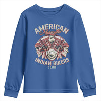American Legendary Motorcycle Indian Biker Club Youth Sweatshirt Vintage Motorbike Engine Native American Skull - Wonder Print Shop