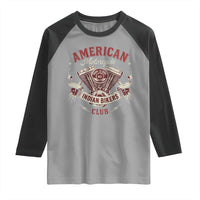 American Motorcycle Indian Biker Club Raglan Shirt Vintage Motorbike Engine - Wonder Print Shop