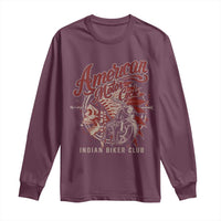 American Legendary Motorcycle Indian Biker Club Long Sleeve Shirt Vintage Native American Skull - Wonder Print Shop