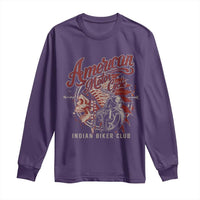American Legendary Motorcycle Indian Biker Club Long Sleeve Shirt Vintage Native American Skull - Wonder Print Shop