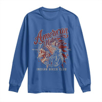 American Legendary Motorcycle Indian Biker Club Long Sleeve Shirt Vintage Native American Skull - Wonder Print Shop