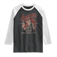 American Legendary Motorcycle Indian Biker Club Raglan Shirt Vintage Native American Skull - Wonder Print Shop