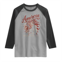 American Legendary Motorcycle Indian Biker Club Raglan Shirt Vintage Native American Skull - Wonder Print Shop