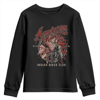 American Legendary Motorcycle Indian Biker Club Youth Sweatshirt Vintage Native American Skull - Wonder Print Shop